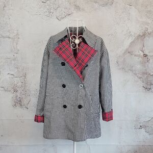 Panache New York Black and Red Checkered  Overcoat Womens Size 10